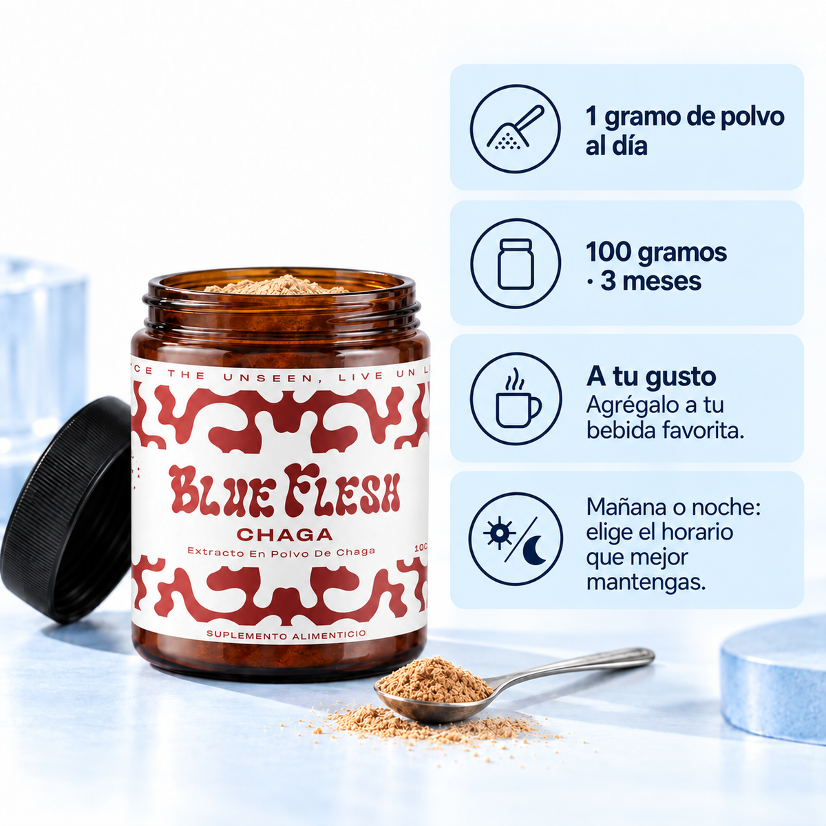 Chaga: extracto en polvo 100 g o 60 cápsulas