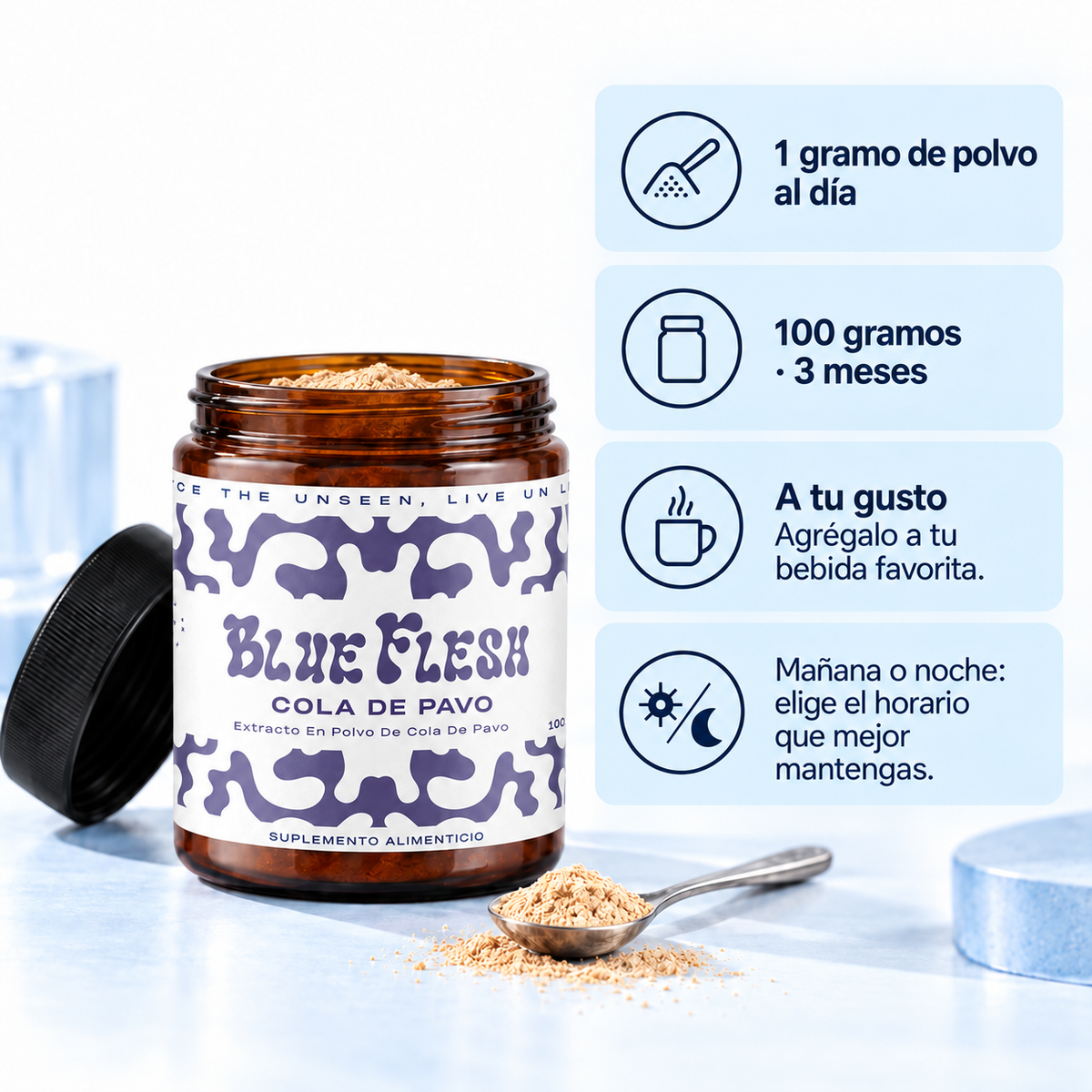 Cola de Pavo: extracto en polvo 100 g o 60 cápsulas