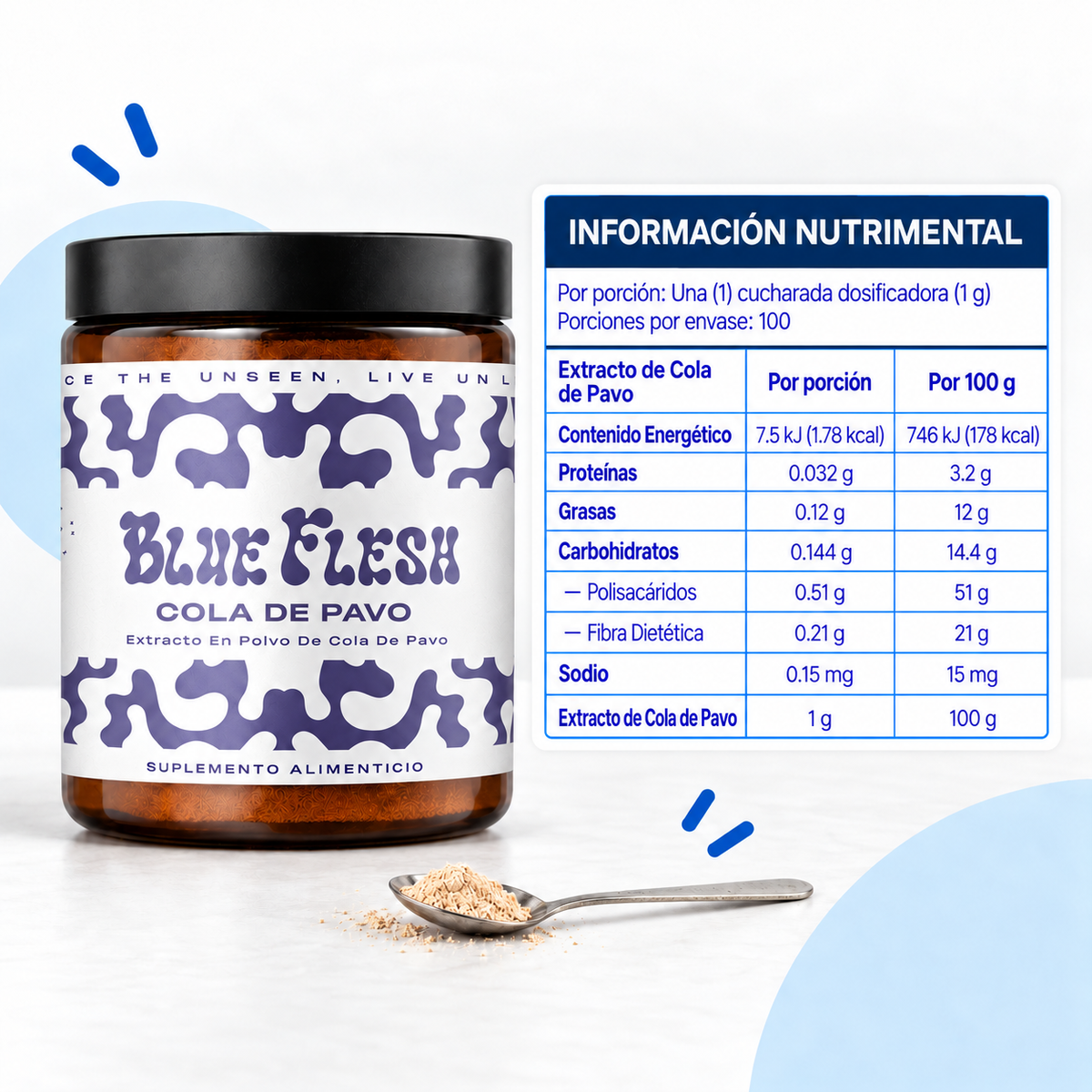 Cola de Pavo: extracto en polvo 100 g o 60 cápsulas
