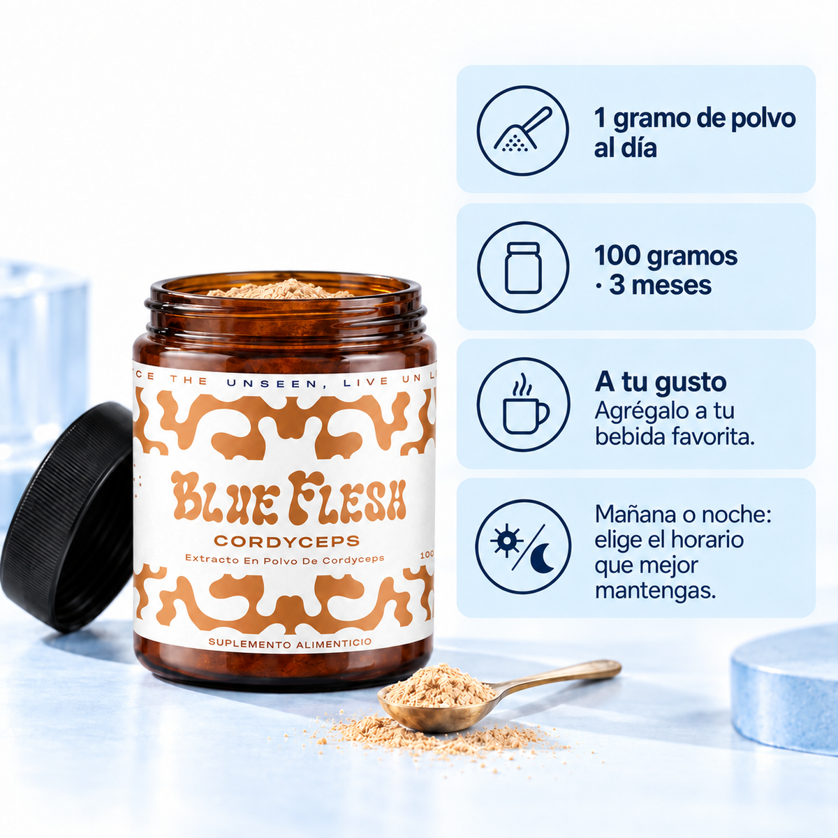 Cordyceps militaris: extracto en polvo 100 g o 60 cápsulas