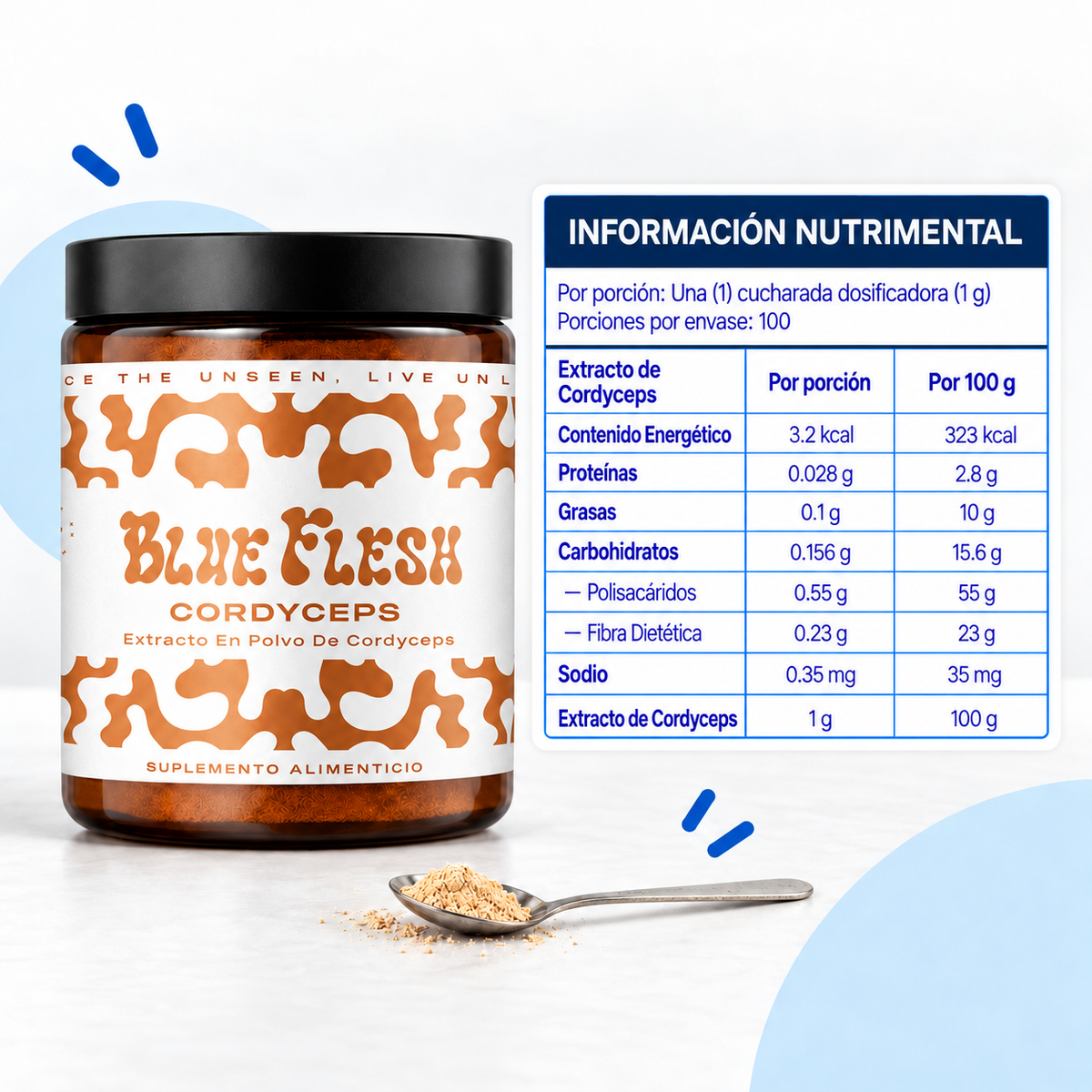 Cordyceps militaris: extracto en polvo 100 g o 60 cápsulas