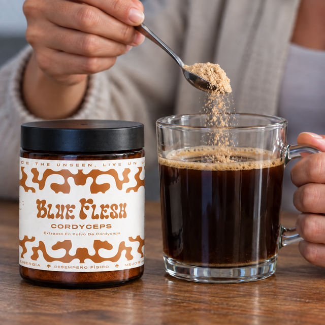 Añade a tu bebida: Cordyceps militaris: extracto en polvo 100 g o 60 cápsulas Blue Flesh en polvo