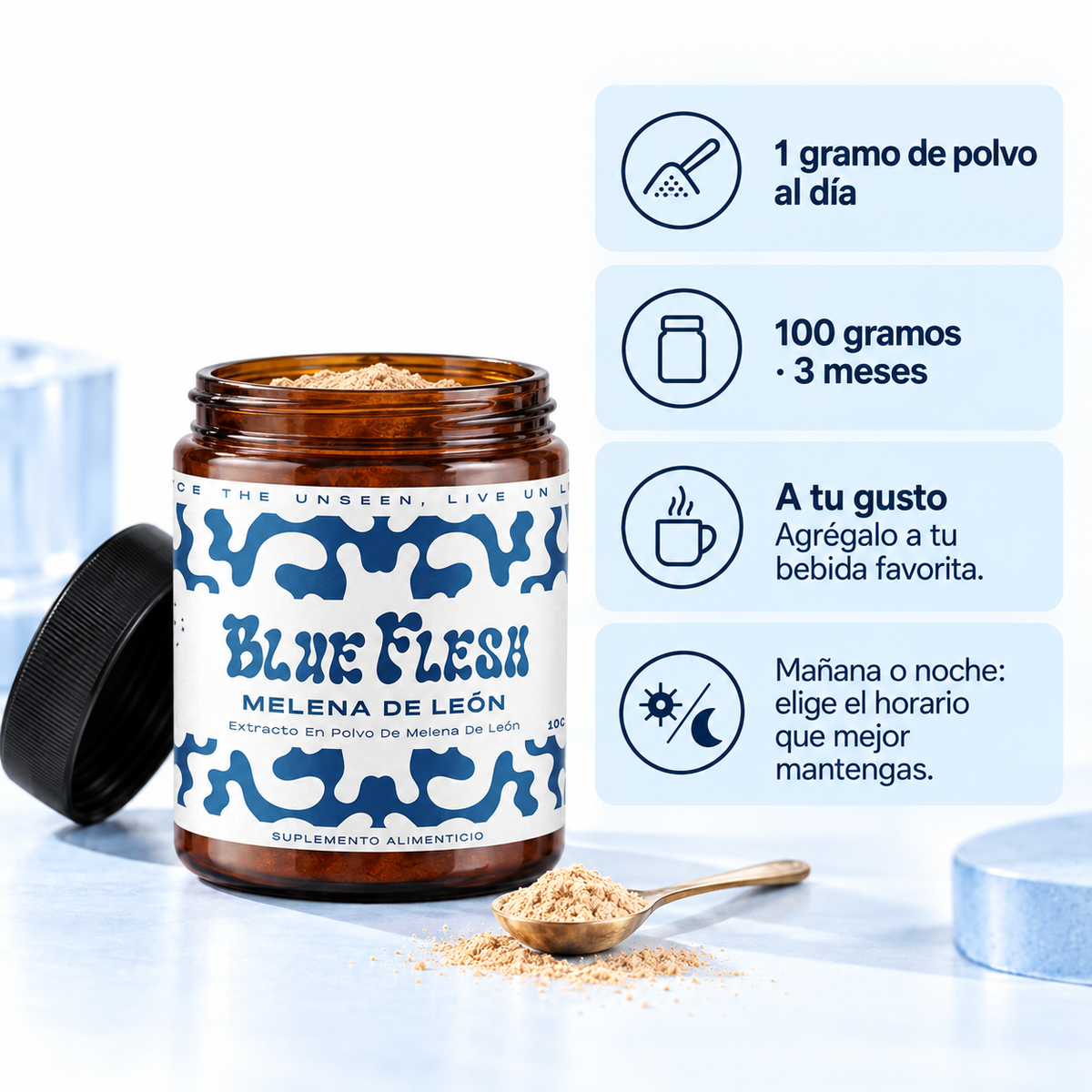 Melena de León: extracto en polvo 100 g o 60 cápsulas
