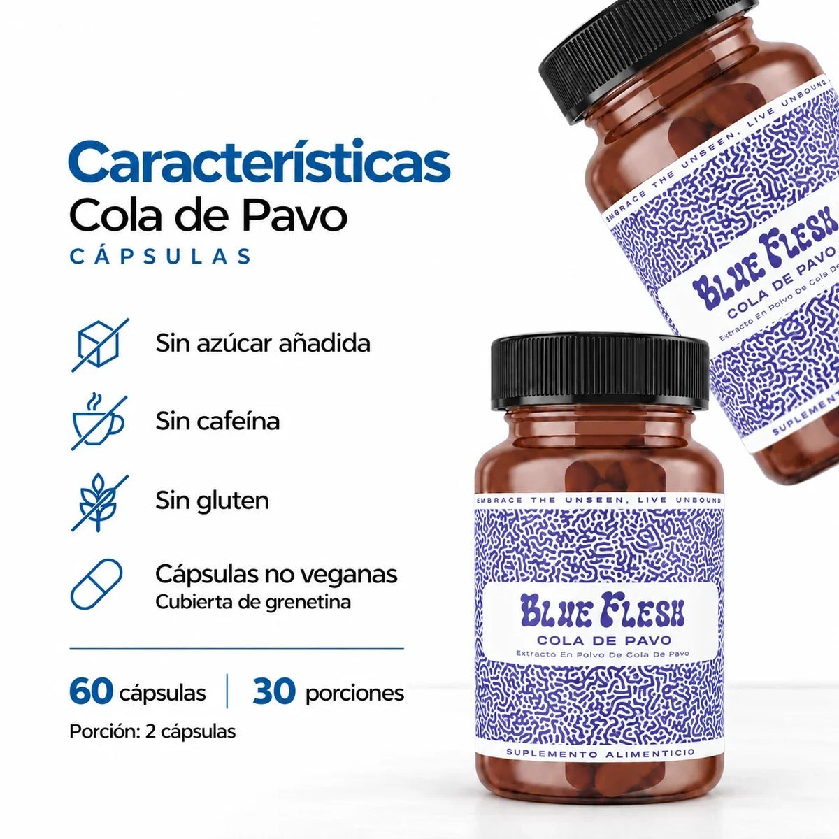 Cola de Pavo: extracto en polvo 100 g o 60 cápsulas