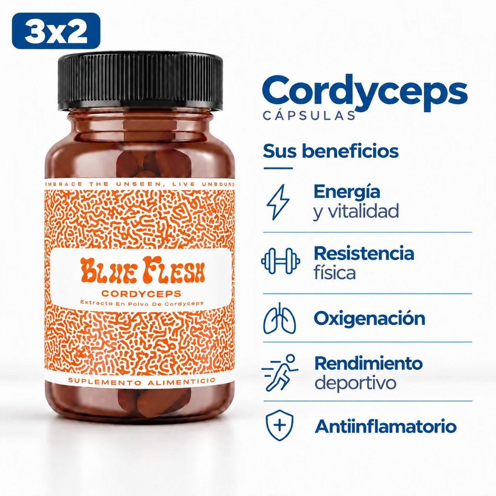 Blue Flesh Cordyceps en cápsulas, promoción 3x2