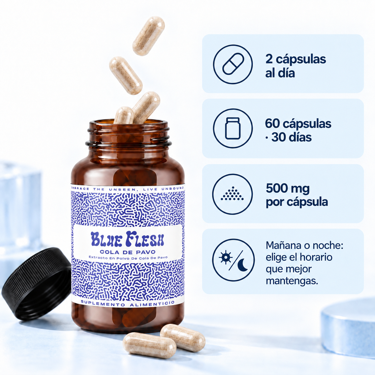Cola de Pavo: extracto en polvo 100 g o 60 cápsulas
