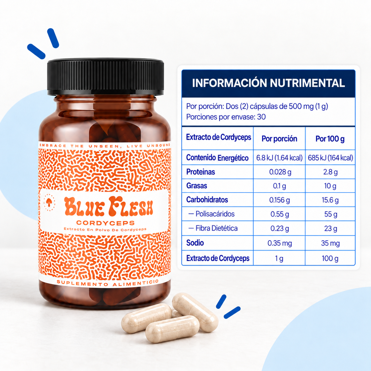 Cordyceps militaris: extracto en polvo 100 g o 60 cápsulas
