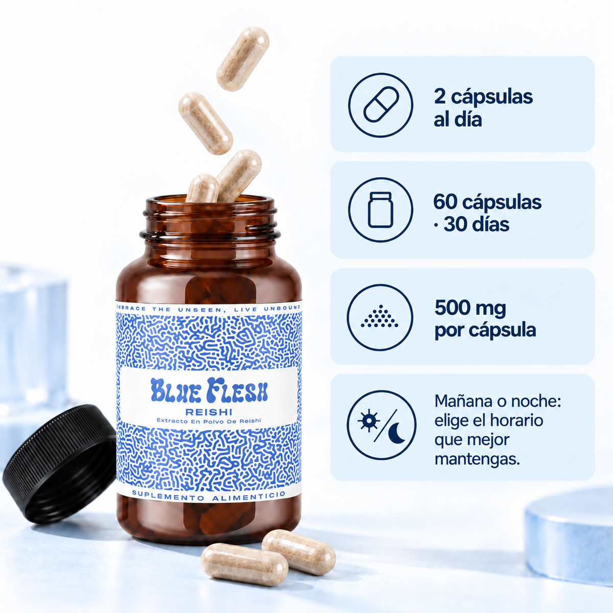 Reishi: extracto en polvo 100 g o 60 cápsulas