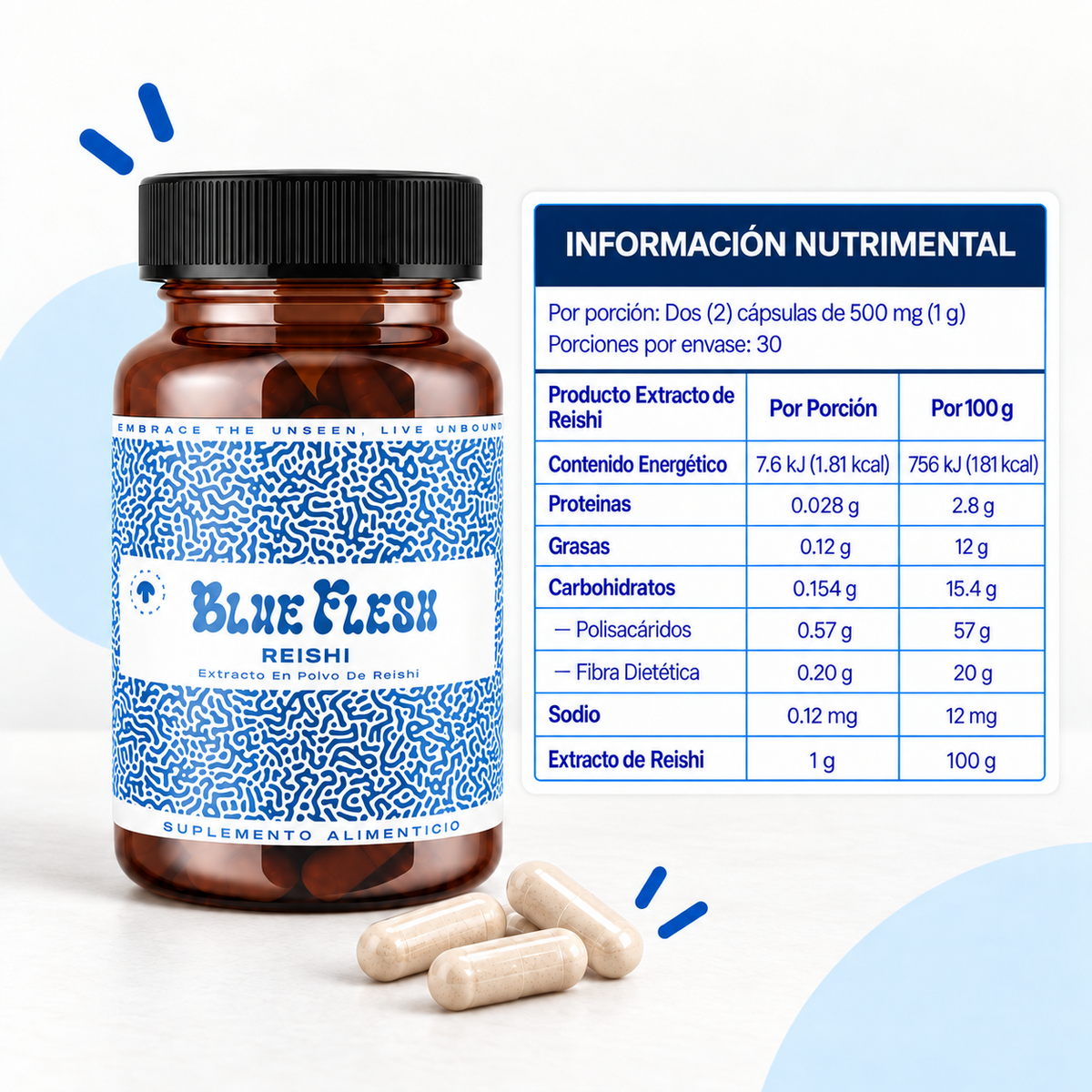 Reishi: extracto en polvo 100 g o 60 cápsulas